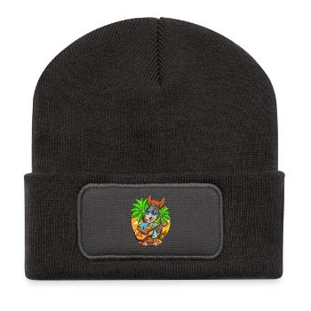Lustige Esel Cartoon Sommer Strand Sonnenbrille - Recycelte Patch Beanie - Dunkelgrau - Vorne