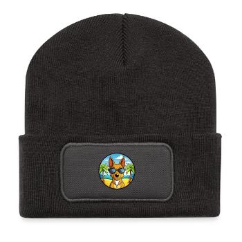 Cirneco Dell Etna Hunderasse Cartoon Sonnenbrille Strand - Recycelte Patch Beanie - Dunkelgrau - Vorne