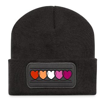 Lesben Lesbe Herzen - Recycelte Patch Beanie - Dunkelgrau - Vorne
