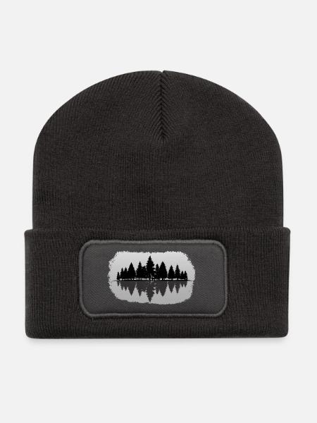 Wald - Forest Landschaft Natur Bäume - Recycelte Patch Beanie - Dunkelgrau