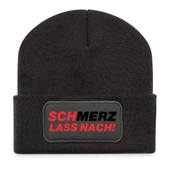 SchMerz lass nach - nein zu Merz - Recycelte Patch Beanie - Dunkelgrau - Vorne