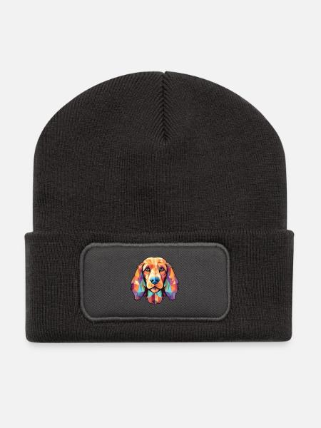 Englischer Cocker Spaniel-Hund, buntes Aquarell-Haustier - Recycelte Patch Beanie - Dunkelgrau