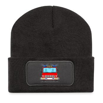 Camion de pompiers sans lettrage - Beanie recyclé à patch - charbon - Devant