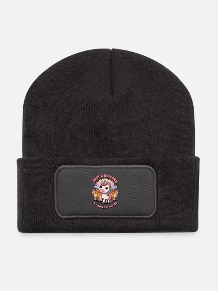 Nur ein Einhorn in einer Welt der Pferde! - Recycelte Patch Beanie - Dunkelgrau