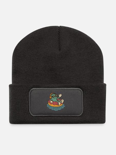 Pool-Day - Recycelte Patch Beanie - Dunkelgrau
