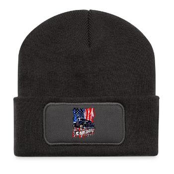 Vintage-Truck Patriot Flagge - Recycelte Patch Beanie - Dunkelgrau - Vorne