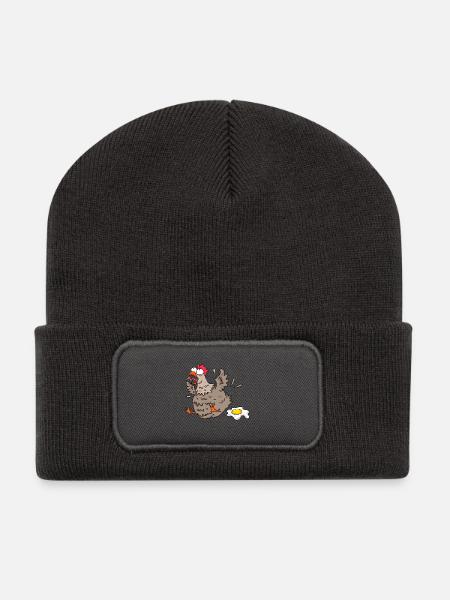 Poulet drôle - Beanie recyclé à patch - charbon