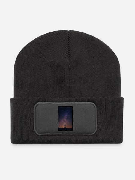 Black Sky Photo Science Fiction - Recycelte Patch Beanie - Dunkelgrau