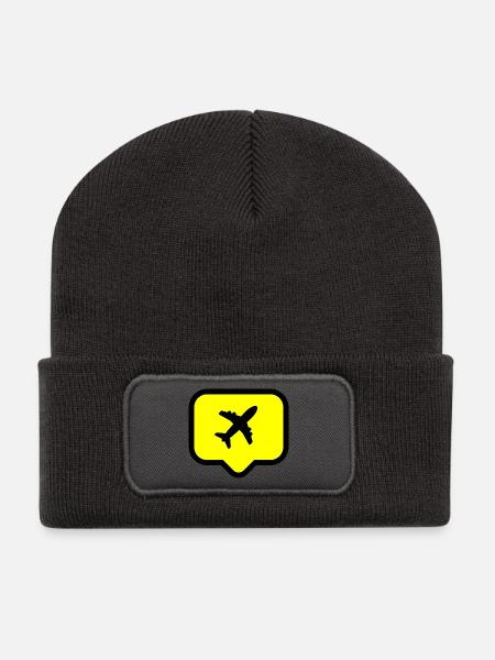 Flugzeug! - Recycelte Patch Beanie - Dunkelgrau