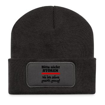 Bitte nicht stören! - Recycelte Patch Beanie - Dunkelgrau - Vorne