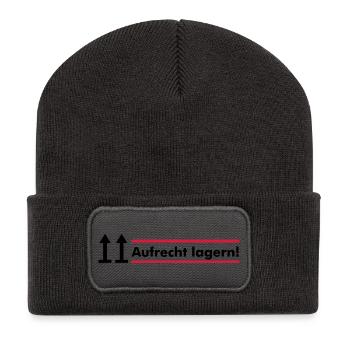 aufrecht lagern - Recycelte Patch Beanie - Dunkelgrau - Vorne