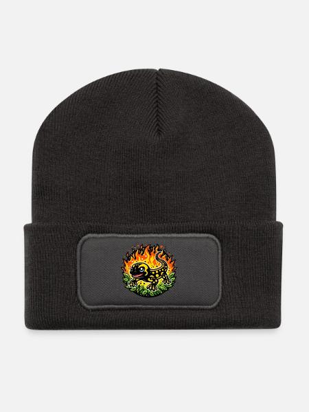 Feuersalamander - Recycelte Patch Beanie - Dunkelgrau