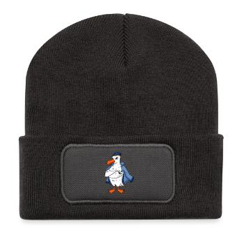 Muscular seagull with anchor tattoo seagull gift - Recycled Patch Beanie - dark grey - Front