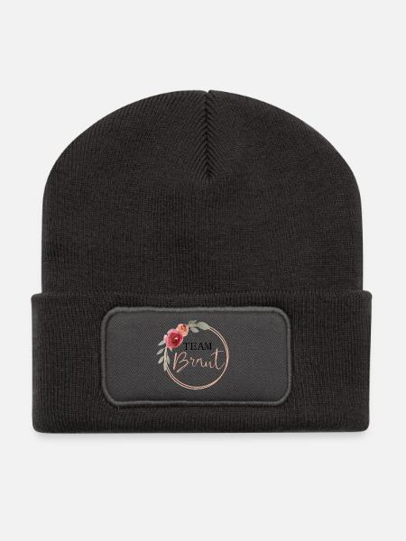 Team Braut - Vintage Blumen - Recycelte Patch Beanie - Dunkelgrau