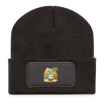 Eule Lustige Cartoon Sommer Strand Sonnenbrille - Recycelte Patch Beanie - Dunkelgrau - Vorne