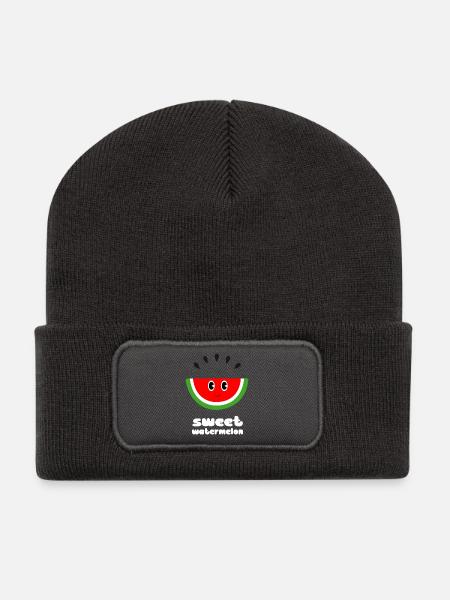 Süße Wassermelone - Recycelte Patch Beanie - Dunkelgrau