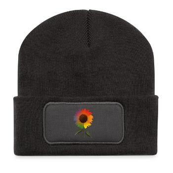 Pride Sonnenblume - Recycelte Patch Beanie - Dunkelgrau - Vorne