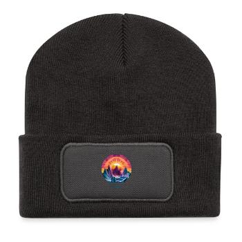 Lever de soleil sur les sommets - Beanie recyclé à patch - charbon - Devant