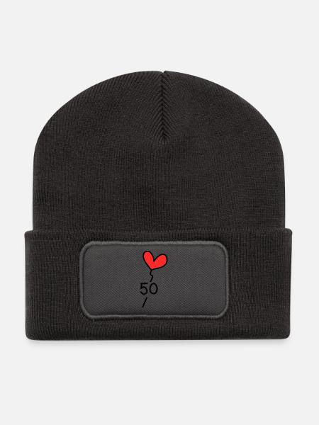 50. 50 JAHRE. 50-jähriges JUBILÄUM. GEBURTSTAG 50 JAHRE. - Recycelte Patch Beanie - Dunkelgrau