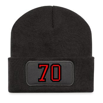 70. 70 ANS. 70e ANNIVERSAIRE. ANNIVERSAIRE 70 ANS. - Beanie recyclé à patch - charbon - Devant
