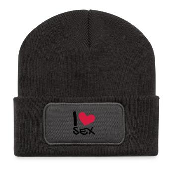 I love sex - Recycled Patch Beanie - dark grey - Front