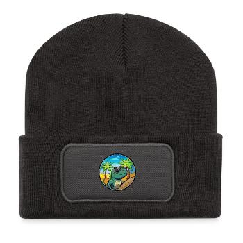 Lézard Drôle Dessin Animé Plage D’été Lunettes De Soleil Cool - Beanie recyclé à patch - charbon - Devant