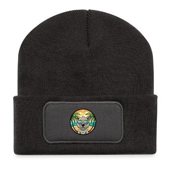 Pumi Hunderasse Cartoon Sonnenbrille Strand - Recycelte Patch Beanie - Dunkelgrau - Vorne