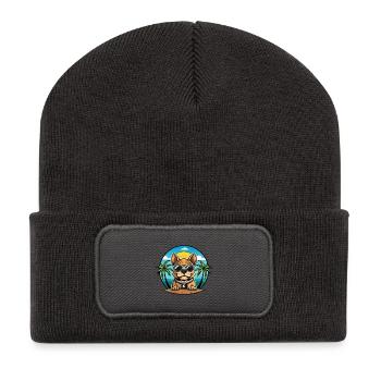 Kai Ken Hunderasse Cartoon Sonnenbrille Strand - Recycelte Patch Beanie - Dunkelgrau - Vorne