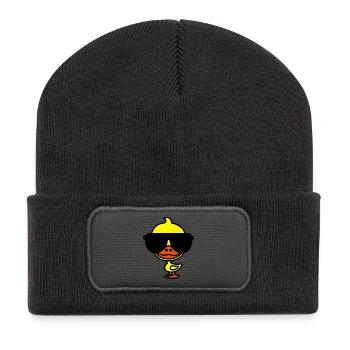 Coole Ente mit Sonnenbrille - Recycelte Patch Beanie - Dunkelgrau - Vorne