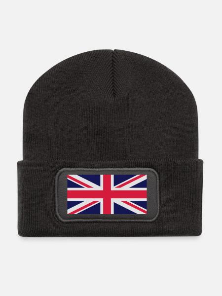 UNION JACK 2 - Recycelte Patch Beanie - Dunkelgrau
