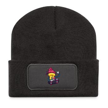 Schlittschuh - Recycelte Patch Beanie - Dunkelgrau - Vorne