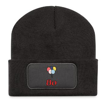 80. 80 ANS. 80e ANNIVERSAIRE. ANNIVERSAIRE 80 ANS. - Beanie recyclé à patch - charbon - Devant