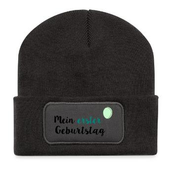 Mein erster Geburtstag - Recycelte Patch Beanie - Dunkelgrau - Vorne