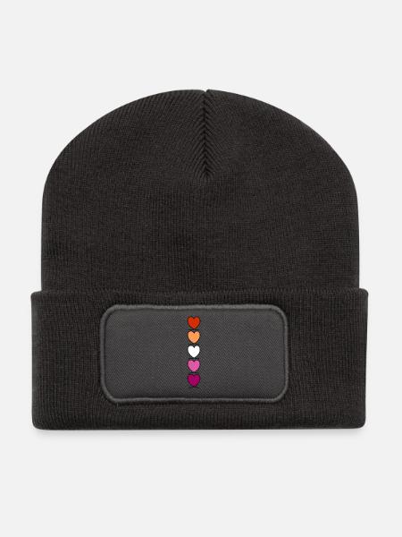 Lesbe Lesben Lesbisch Herzen - Recycelte Patch Beanie - Dunkelgrau