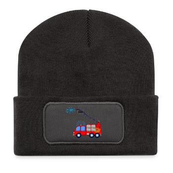 Camion de pompiers avec échelle et eau enfants - Beanie recyclé à patch - charbon - Devant