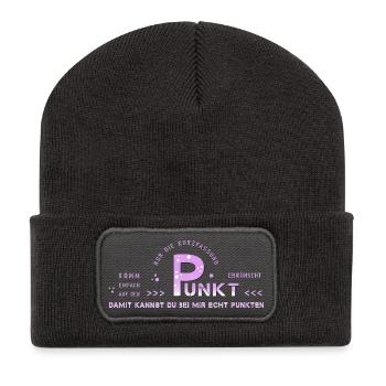 zum Punkt kommen auf den Punkt - Recycelte Patch Beanie - Dunkelgrau - Vorne