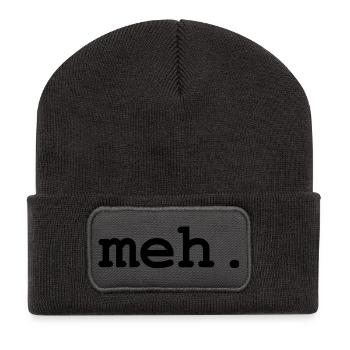 Meh Humor - Recycelte Patch Beanie - Dunkelgrau - Vorne