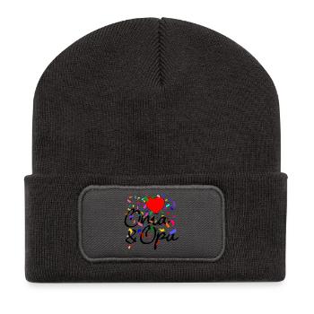 Oma und Papa Konfetti - Recycelte Patch Beanie - Dunkelgrau - Vorne