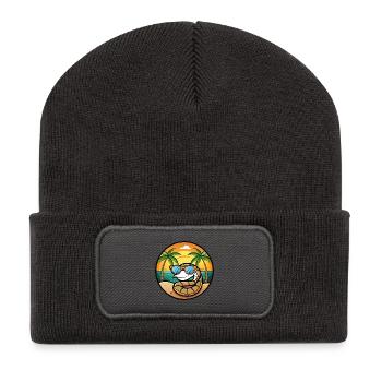 Schlange Lustige Cartoon Sommer Strand Sonnenbrille Cool - Recycelte Patch Beanie - Dunkelgrau - Vorne