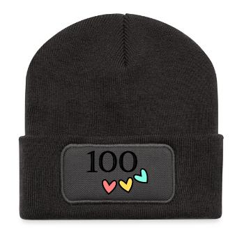 100. 100 JAHRE. 100-JÄHRIGES JUBILÄUM. 100. GEBURTSTAG - Recycelte Patch Beanie - Dunkelgrau - Vorne