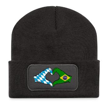 Bavière, Brésil, Drapeau, Mains, Forme Coeur - Beanie recyclé à patch - charbon - Devant