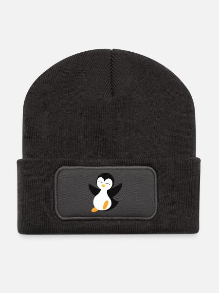Pinguin - Recycelte Patch Beanie - Dunkelgrau