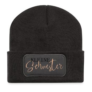 Kleine Schwester - Recycelte Patch Beanie - Dunkelgrau - Vorne