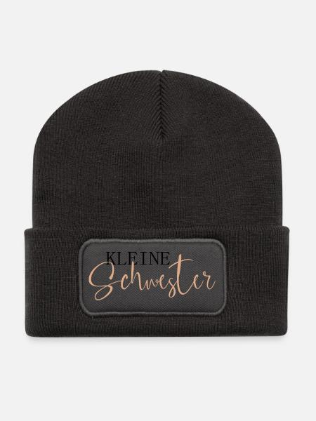 Kleine Schwester - Recycelte Patch Beanie - Dunkelgrau