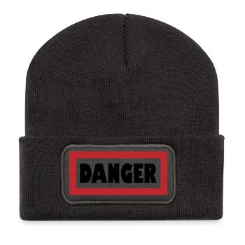 Warnung: Stilvoll gefährlich - Recycelte Patch Beanie - Dunkelgrau - Vorne