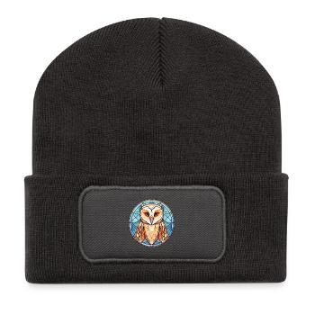 Scheune Langohreule Buntes Aquarell Tier Haustier - Recycelte Patch Beanie - Dunkelgrau - Vorne