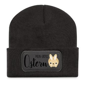 Mein erstes Ostern - Recycelte Patch Beanie - Dunkelgrau - Vorne