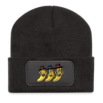 Banane lustig witzig spaßig Bananen Obst Frucht - Recycelte Patch Beanie - Dunkelgrau - Vorne