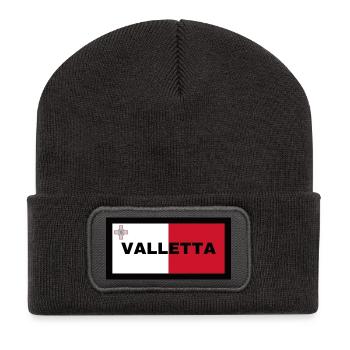 Valletta City in Malta Flag - Recycled Patch Beanie - dark grey - Front