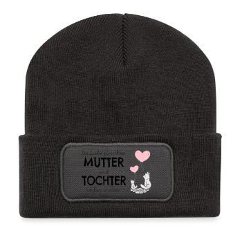 Die Liebe zwischen Mutter & Tochter ist für immer - Recycelte Patch Beanie - Dunkelgrau - Vorne